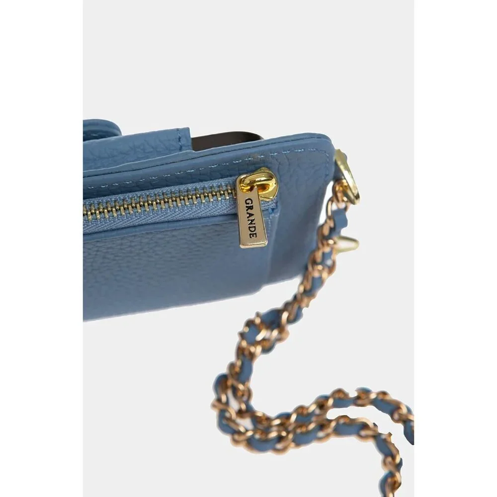 Genuine Leather Crossbody Bag Women Small Phone Wallet Credit Card Iced Blue